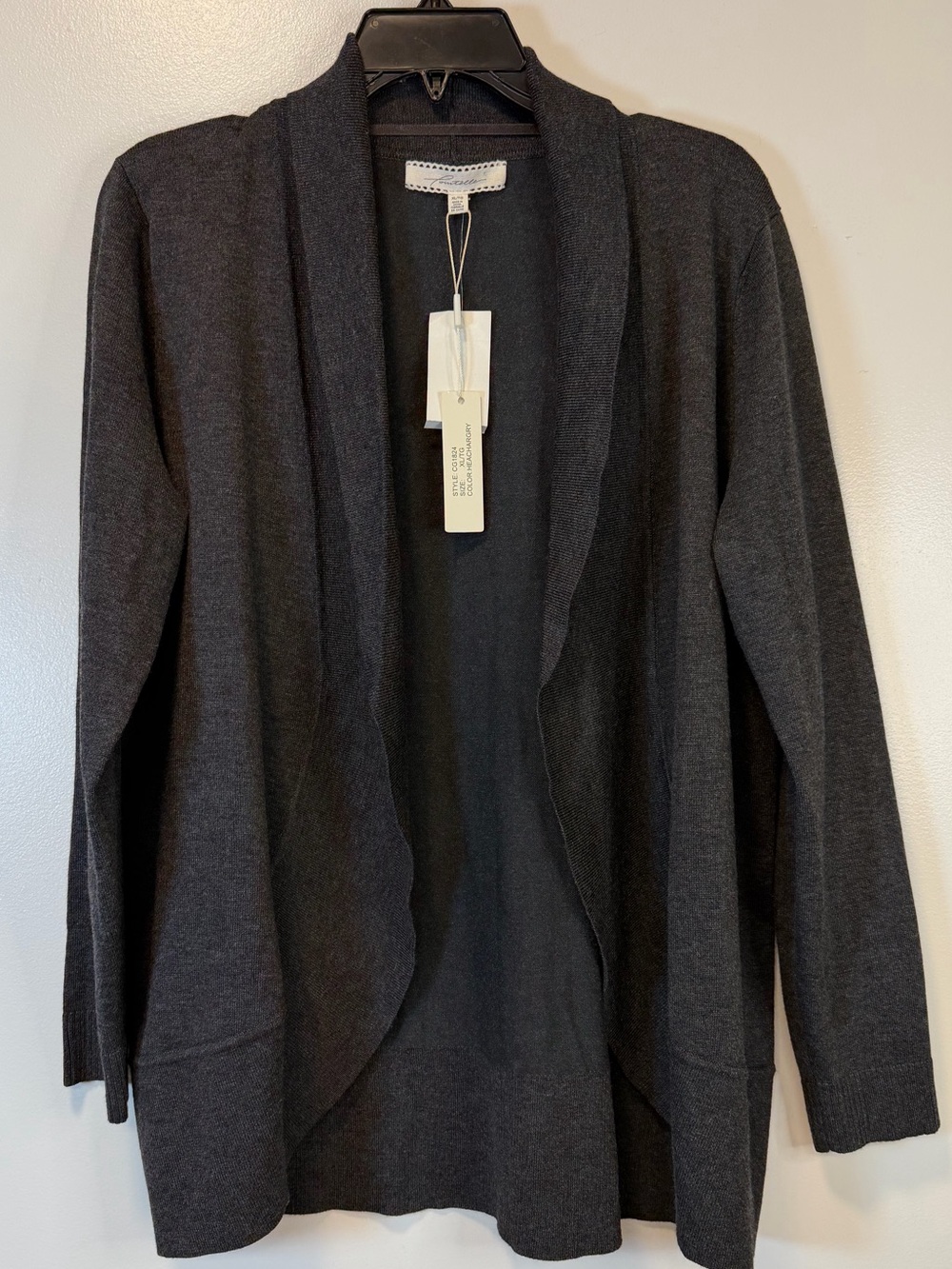 Pointelle‎ Heather Gray Open-Front Women's Cardigan Sweater Size XL